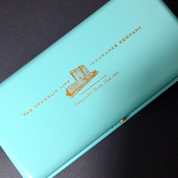 Mid Century Modern Metal Box The Franklin Life Insurance Company - Picture 1 of 9